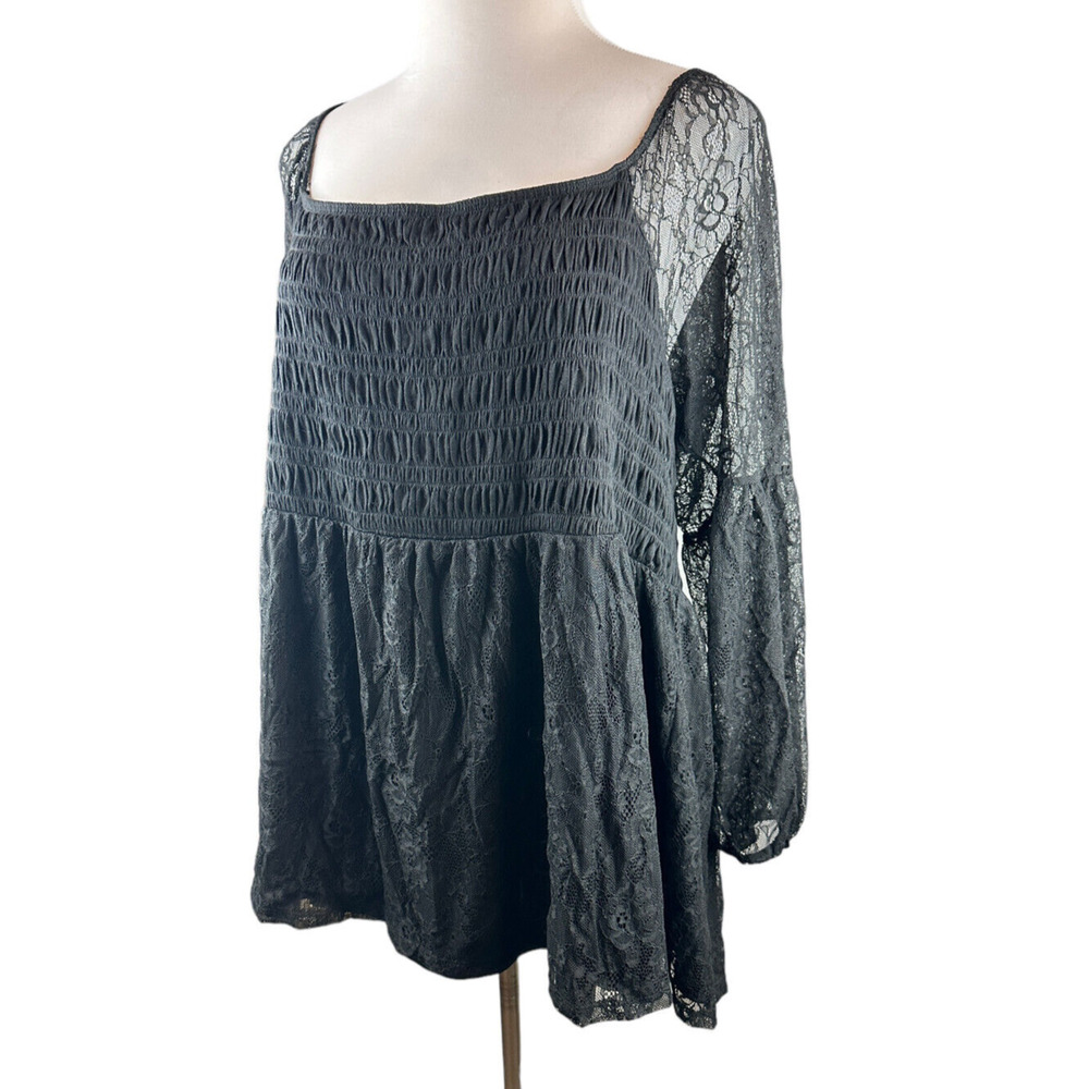 NWT Torrid Babydoll Stretch Lace Smocked Bodice Square Neck Top Sweetheart 5 5X - Picture 2 of 12